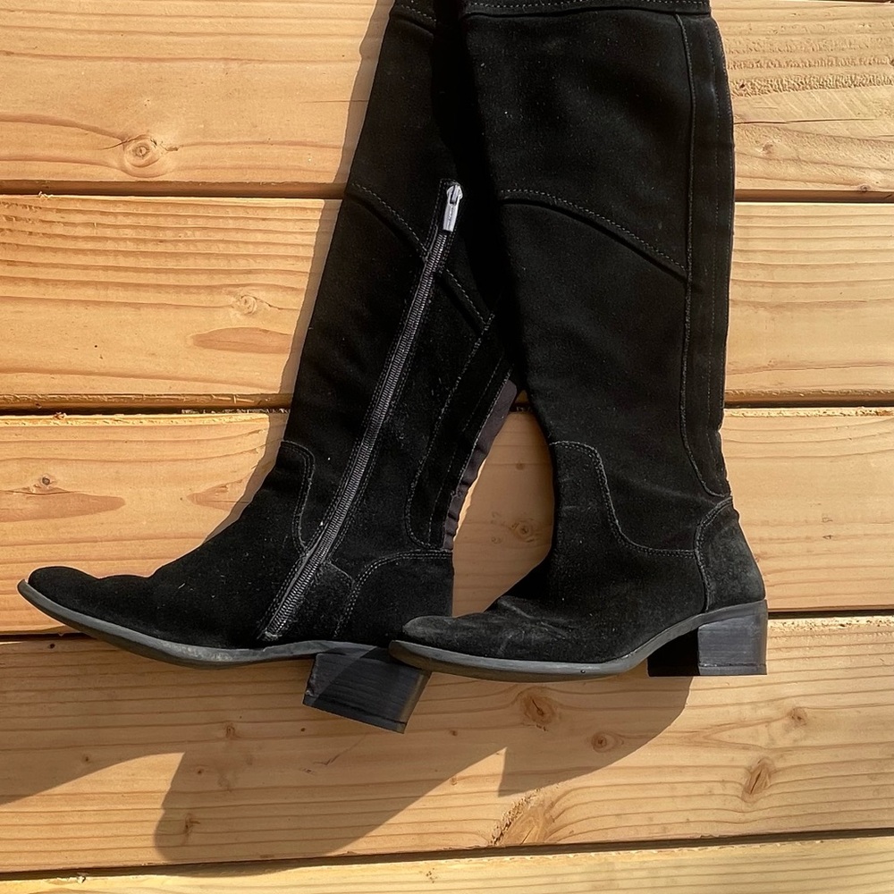 Vince Camuto Black Over-the-Knee Suede Boots with Side Zip